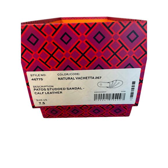 NWB Tory Burch Patos Studded Leather Thong Sandals Vacation Resort Coastal - Picture 2 of 5